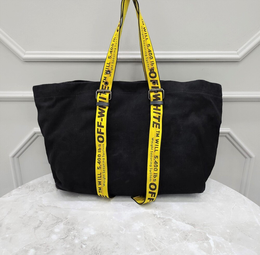 [럭스유] 오프화이트 로고 캔버스 인더스트리얼 토트백
