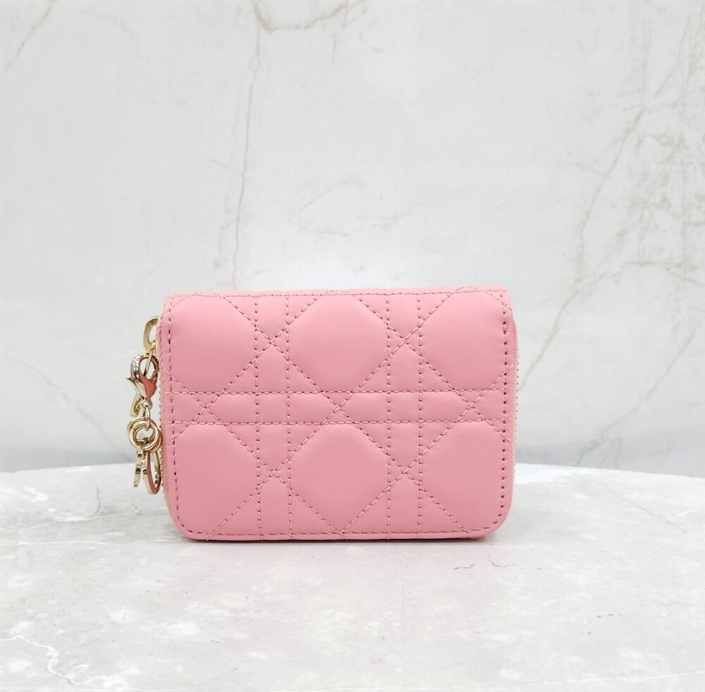 [럭스유] (새상품) 디올 레이디 보야저 레더 스몰 지갑 핑크 S0985ONMJ