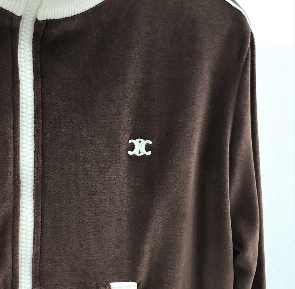 [럭스유] (새상품) S / 셀린느 트리옹프 모티브 벨벳 저지 자켓 2Y16E748Q