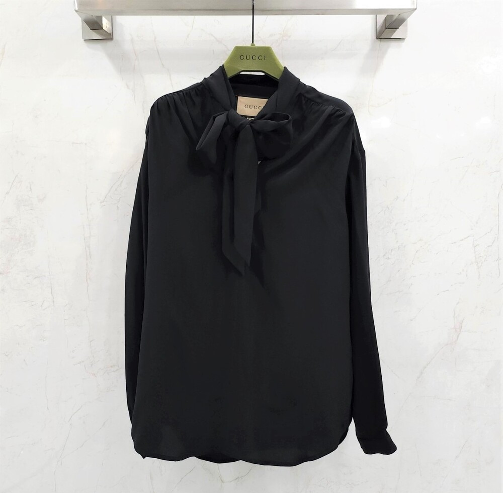 [럭스유] (새상품) 38 / 구찌 보우넥 실크 블라우스 740513