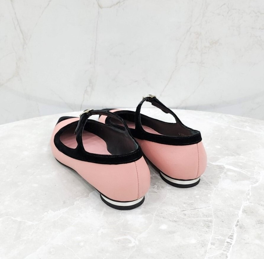[럭스유] 36.5 / 샤넬 CC 메리제인 발레리나 플랫 슈즈 핑크 블랙