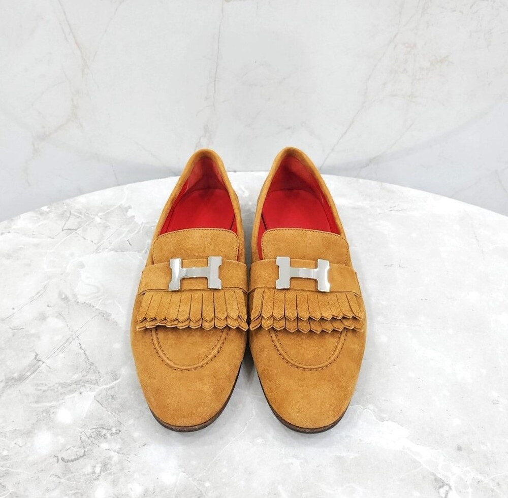 [럭스유] 37.5 / 에르메스 로얄 로퍼 스웨이드 골드 은장