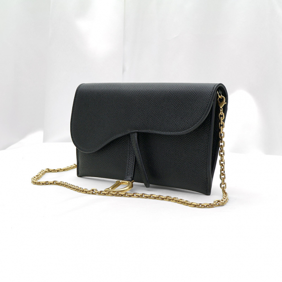 Dior(크리스챤디올) S5614CBAA_M900 블랙 레더 새들 SADDLE 파우치 WOC 체인 크로스백