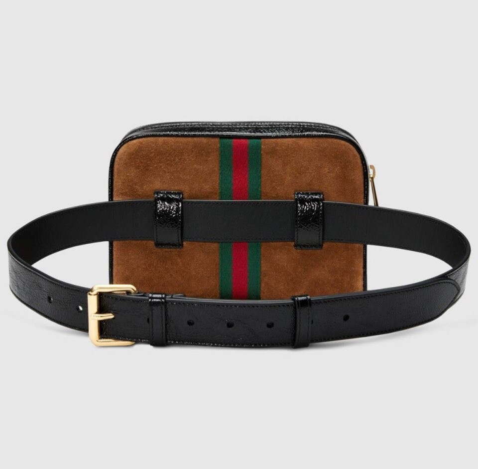 [럭스유] (새상품) 구찌 브라운 스웨이드 오피디아 WEB 스몰 힙색 벨트백 517076