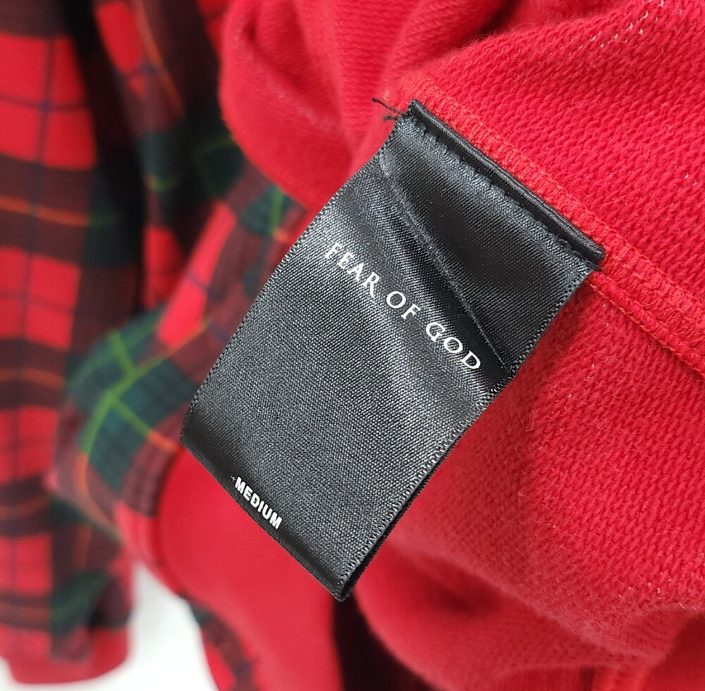 [럭스유] M / 피어오브갓 체크 스웨터 코튼 후드티