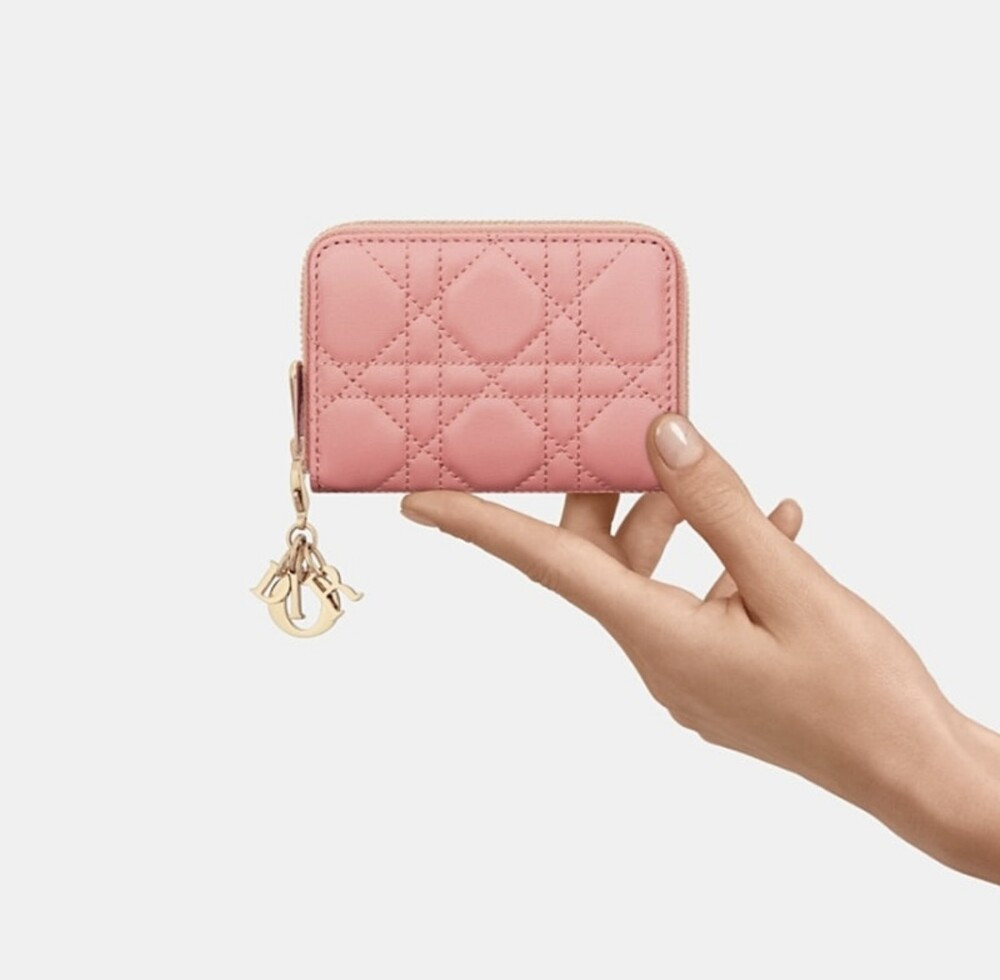 [럭스유] (새상품) 디올 레이디 보야저 레더 스몰 지갑 핑크 S0985ONMJ