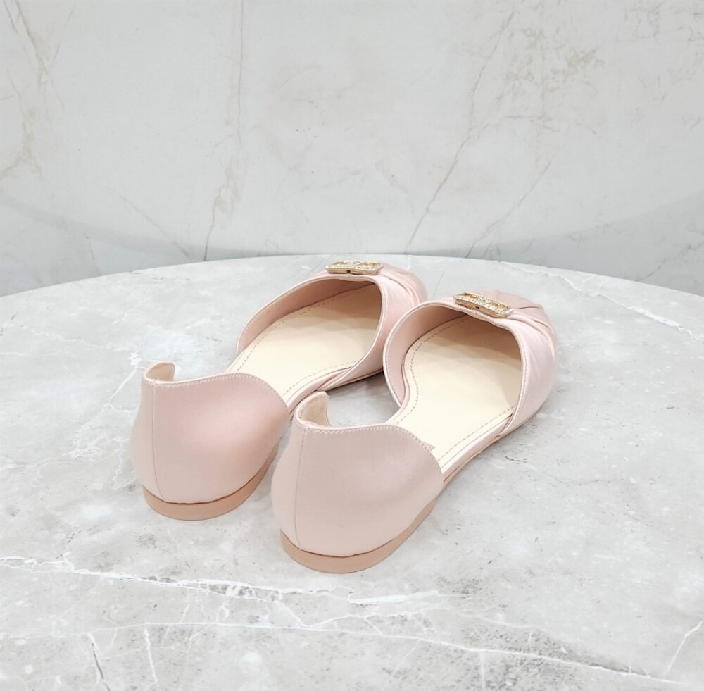 [럭스유] (새상품) 36.5 / 샤넬 CC로고 핑크 실크 플랫 발레리나 슈즈 G39660