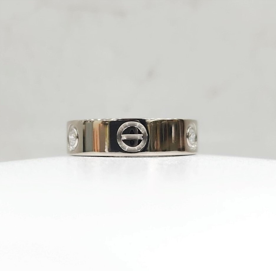 [럭스유] 까르띠에 다이아 3P 러브밴드 링 18K 화이트골드 55호