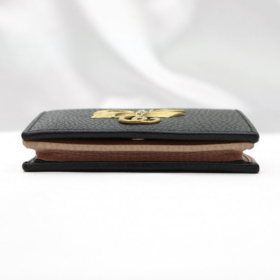 Gucci(구찌) 524289 블랙 카프스킨 금장 크리스탈 보우 GG 마몽 반지갑 카드 케이스