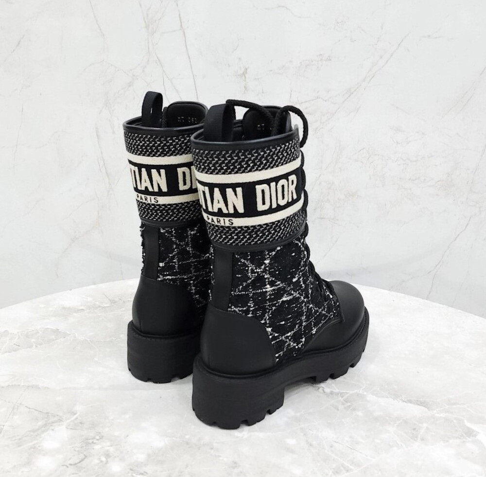 [럭스유] (새상품) 35 / 디올 D 메이저 앵클 부츠 까나쥬 트위드 KDT010CWY_S17X