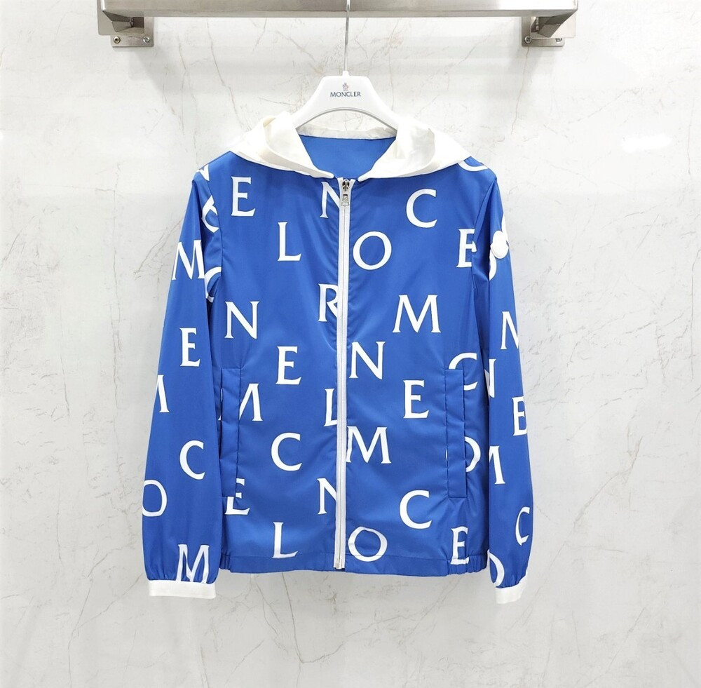 [럭스유] (새상품) 12Y / 몽클레어 키즈 로고 블루 JIRO 지로 바람막이 후드 자켓