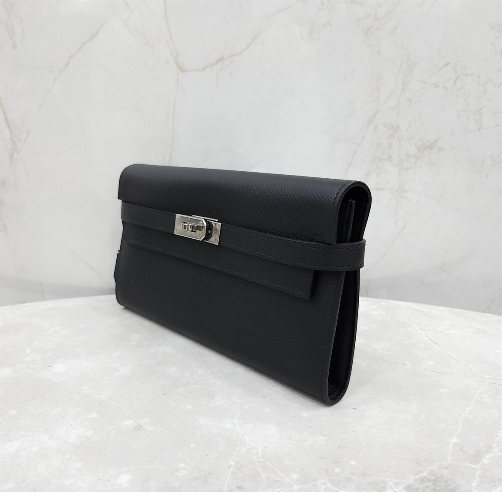 [럭스유] 에르메스 켈리 클래식 장지갑 앱송 팔라듐 누아 W각인