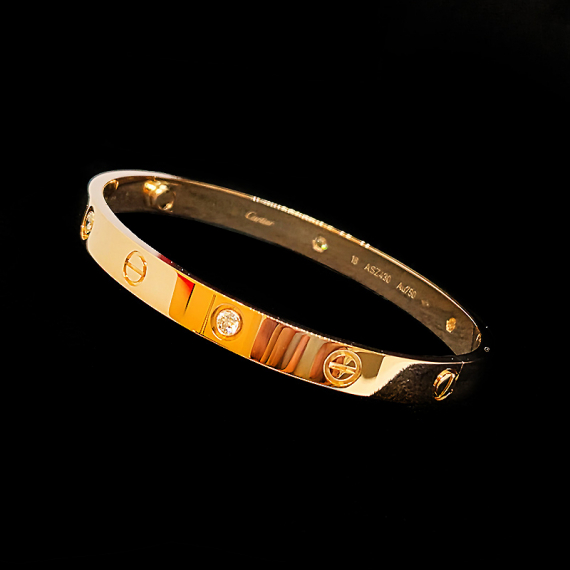 까르띠에 러브 브레이슬릿 4P 다이아 18K 로즈골드 팔찌 18호 전시상품급 B60360