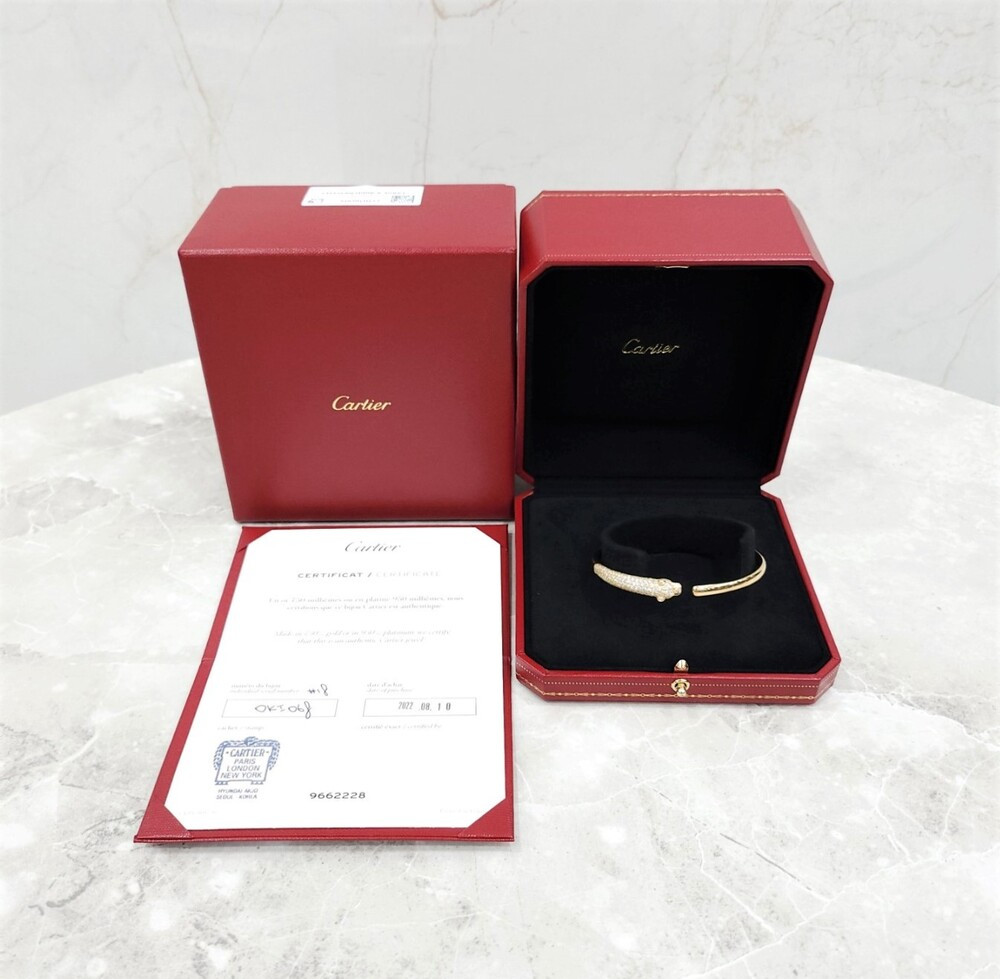 [럭스유] 까르띠에 팬더 드 까르띠에 브레이슬릿 팔찌 세미 파베 18호