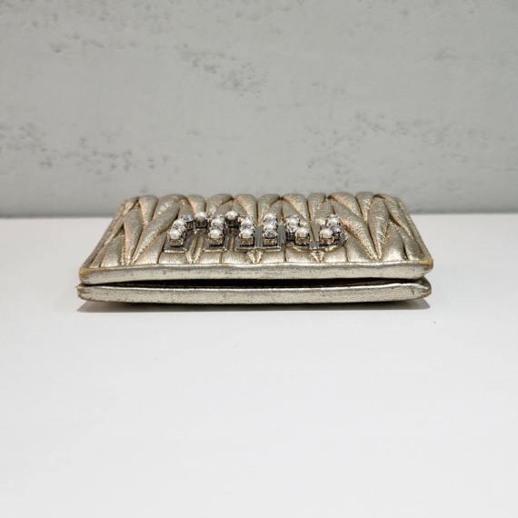 미우미우 마테라쎄 나파 실버 큐빅 반지갑 5MV204