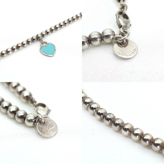 Tiffany&Co(티파니앤코) 26659604 925 스털링 실버 블루 하트 태그 비드 팔찌