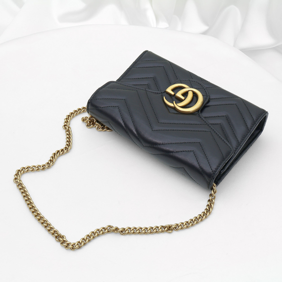 Gucci(구찌) 474575 블랙 마틀라세 GG 마몽 미니 체인 크로스백