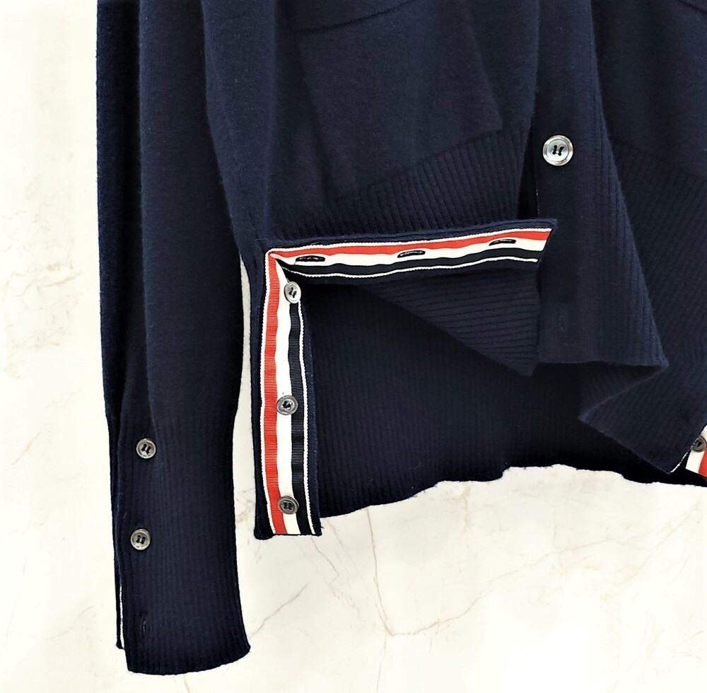 [럭스유] 2 / 톰브라운 캐시미어 네이비 사선완장 가디건