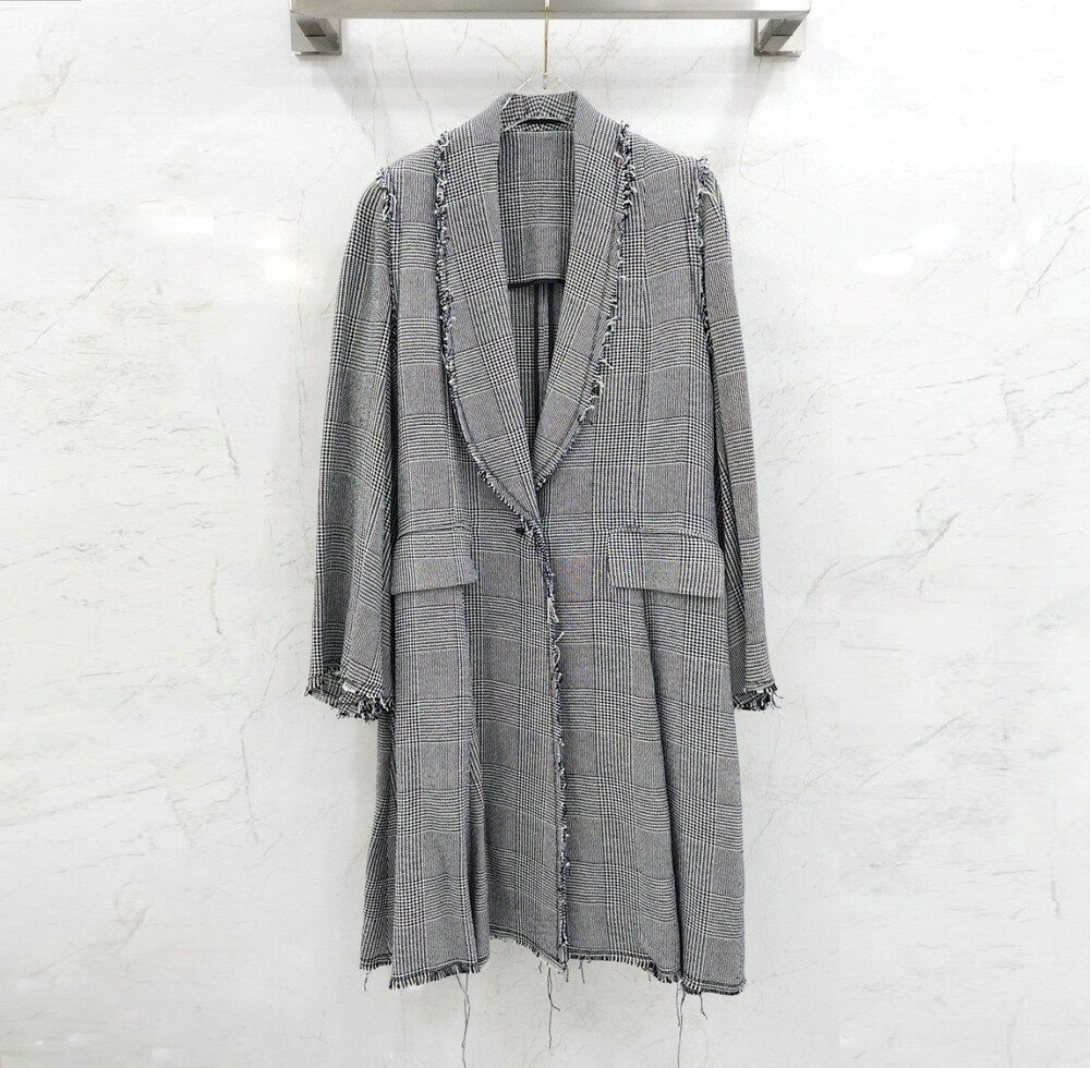 [럭스유] XS / 골든구스 하운드투스 체크 오버 코트