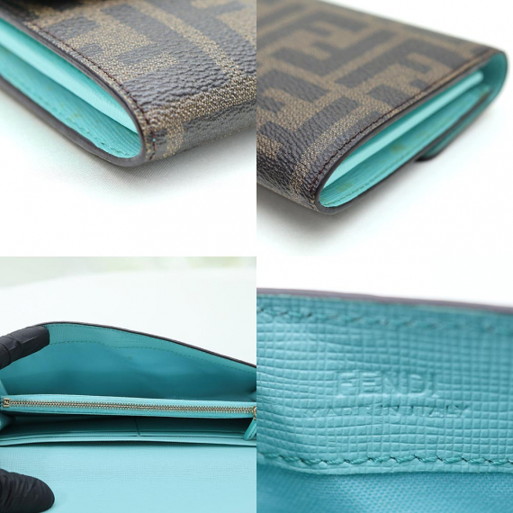 Fendi(펜디) 8M0340 민트 컬러 PVC FF로고 쥬카 엔벨로프 장지갑 