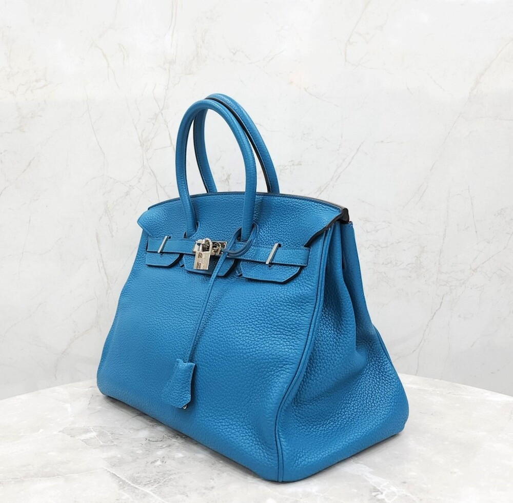 [럭스유] 에르메스 벌킨 35 토고 블루 은장 Q각인