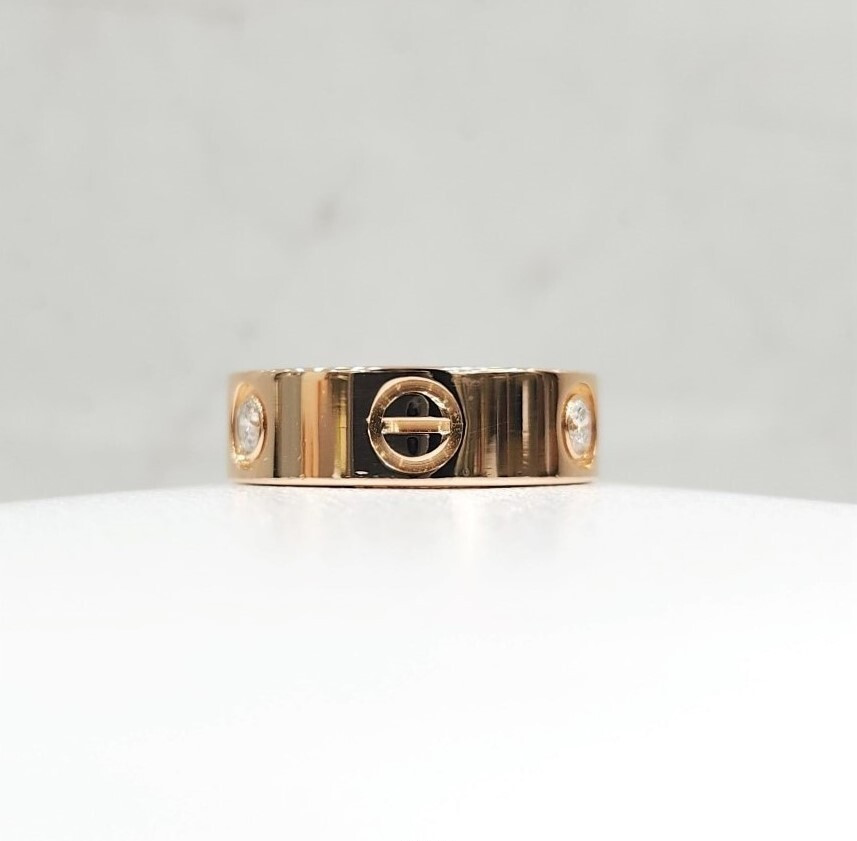 [럭스유] 까르띠에 다이아 3P 클래식 러브밴드 링 18K 핑크골드 47호