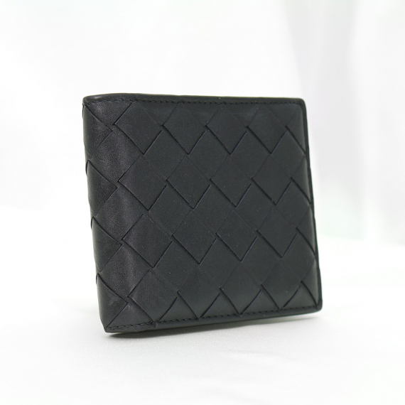 Bottega Veneta(보테가베네타) 605721 블랙 카프스킨 인트레치아토 위빙 반지갑