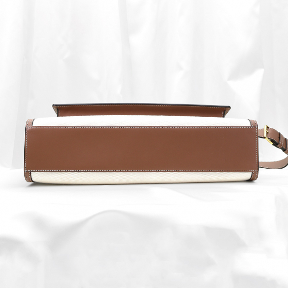Burberry(버버리) 80393621 내추럴 몰트 브라운 레더 투톤 캔버스 미듐 포켓 토트 2WAY