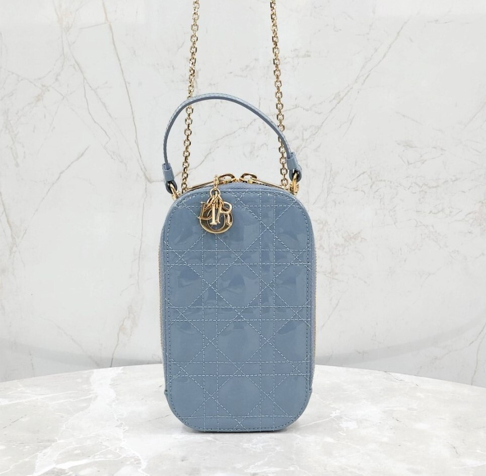 [럭스유] 디올 레이디 디올 콜인 폰홀더 체인백 블루 S08720VRB