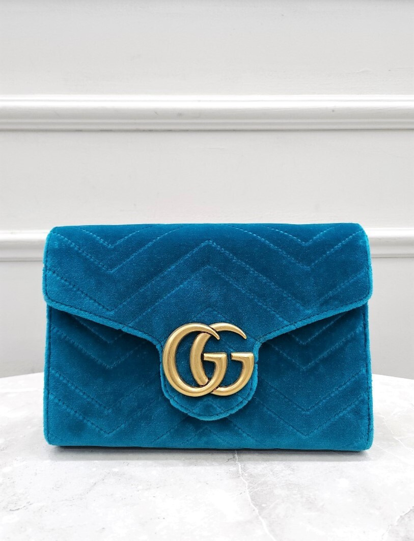 [럭스유] 구찌 GG 마틀라세 미니 벨벳 체인 숄더백