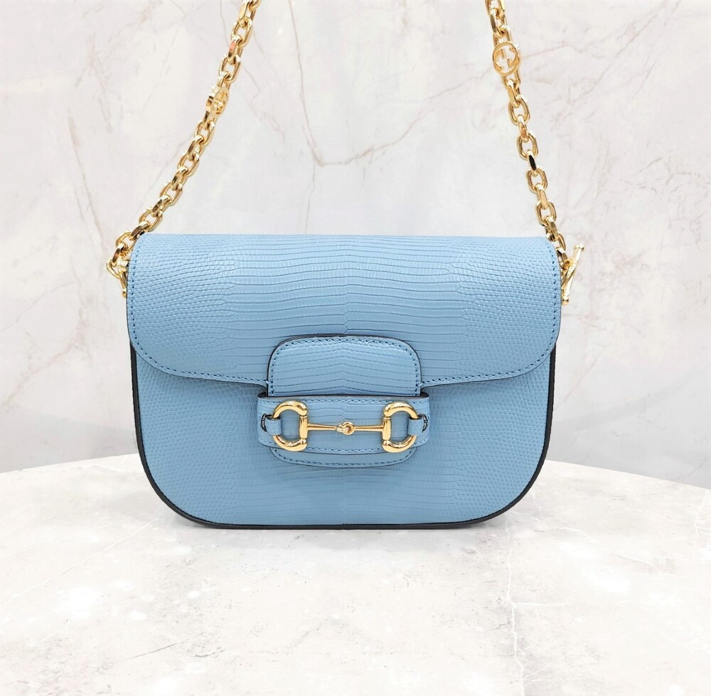 [럭스유] (새상품) 구찌 리자드 1955 홀스빗 블루 미니 백 675801