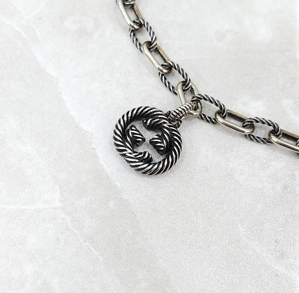 [럭스유] (새상품) 구찌 인터로킹 G 실버 쳬인 팔찌 607158