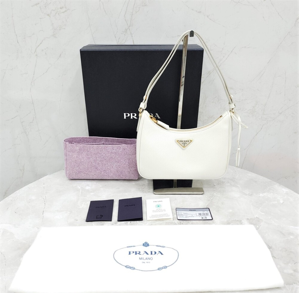 [럭스유] 프라다 삼각로고 사피아노 레더 미니 호보백 1BC204