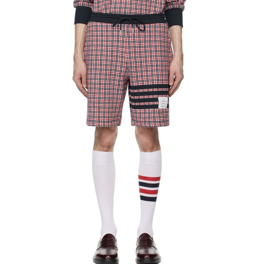 [럭스유] 2 / 톰브라운 체크 4바 스웨트 코튼 쇼츠 MJG194A