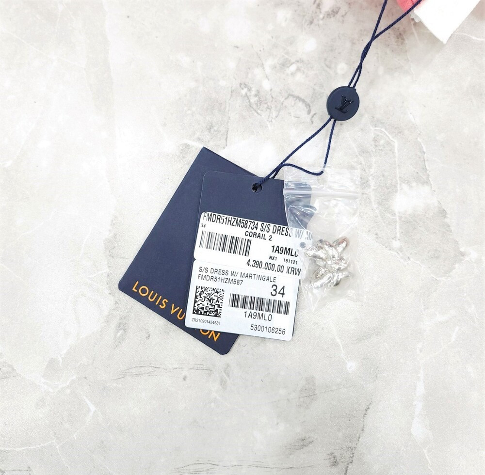 [럭스유] (새상품) 34 / 루이비통 핑크 마틴게일 드레스 원피스 1A9ML0