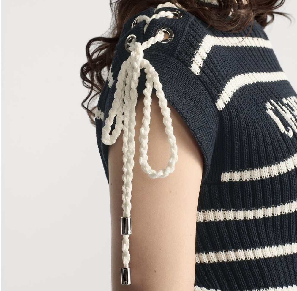 [럭스유] (새상품) 34 / 디올 리비에라 레이스업 캡 슬리브 스웨터 544S48A7042