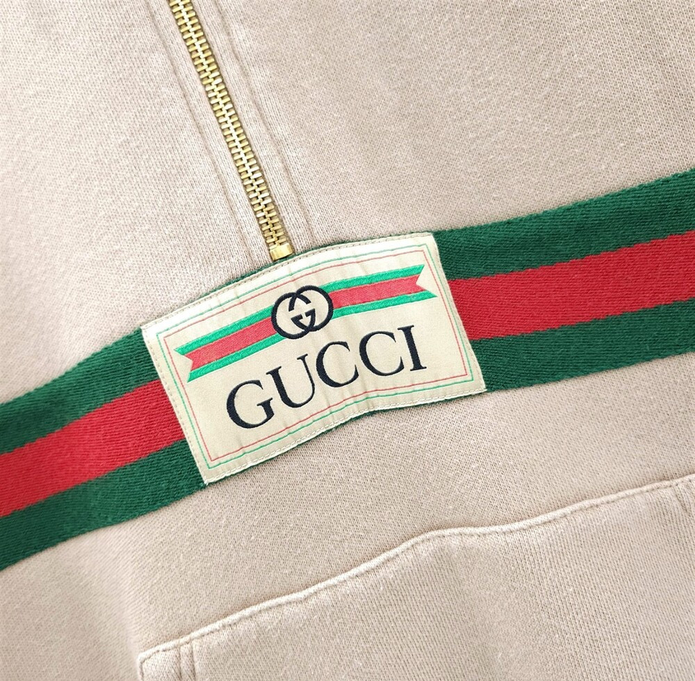 [럭스유] S / 구찌 빈티지 로고 웹 삼선 아노락 후드