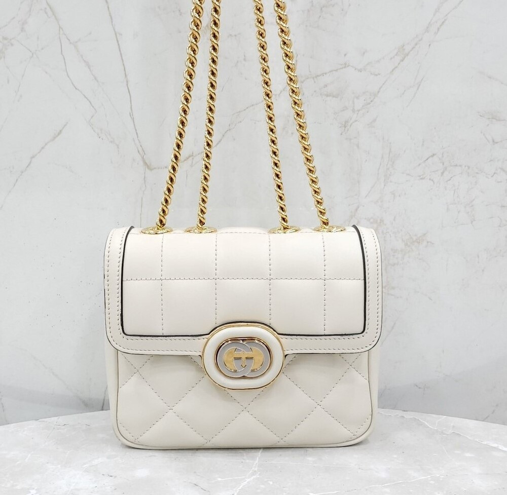 [럭스유] 구찌 화이트 인터로킹 G 체인 숄더백 740834