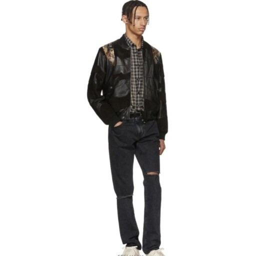 [럭스유] 52 / 생로랑 블랙 패치워크 레더 자켓