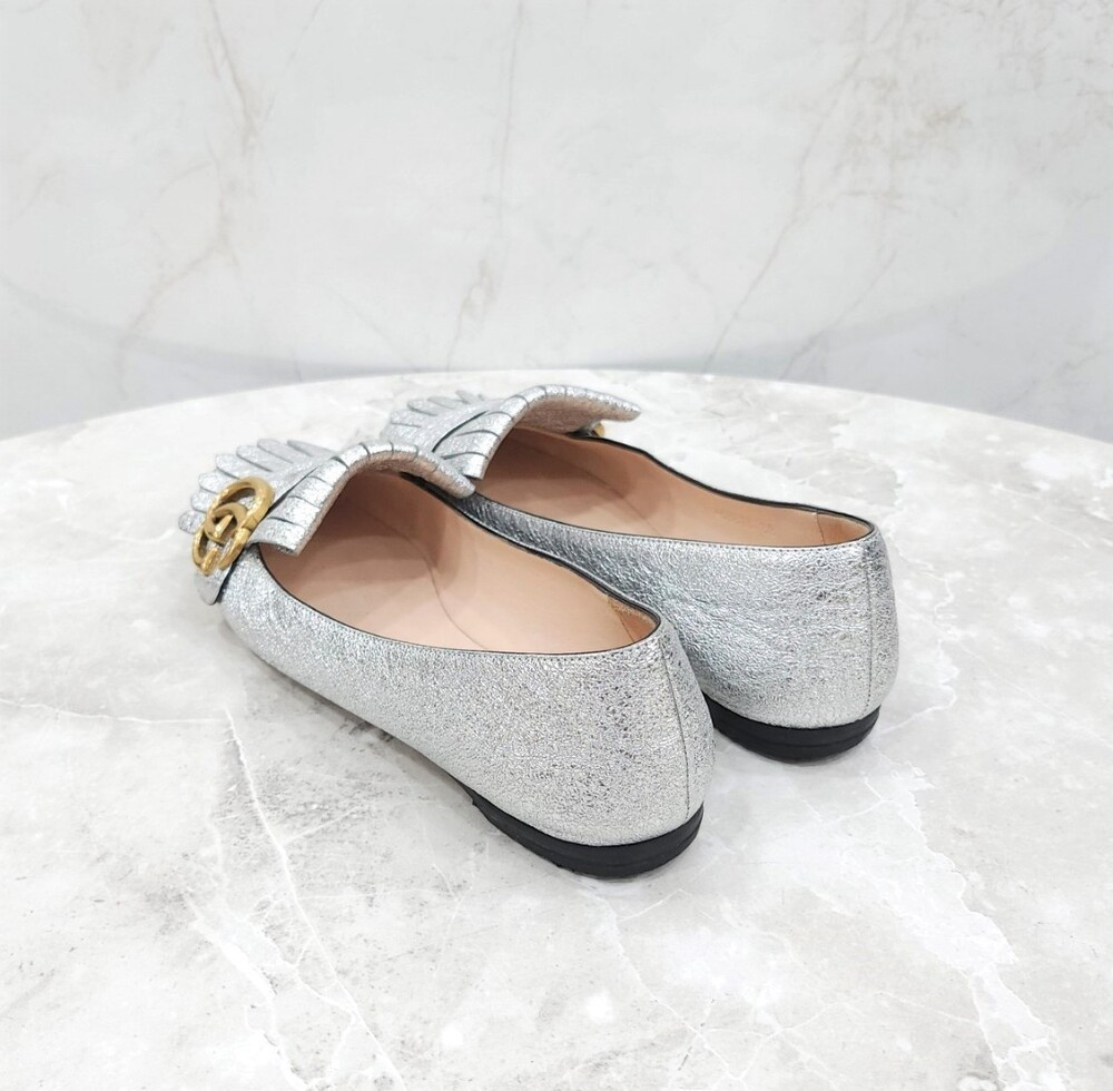 [럭스유] 38 / 구찌 GG 마몽 실버 플랫 슈즈 453373