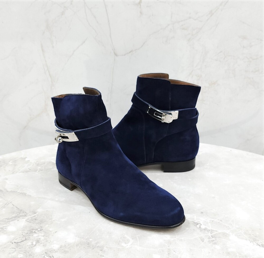 [럭스유] 37 / 에르메스 스웨이드 네이비 켈리 부츠