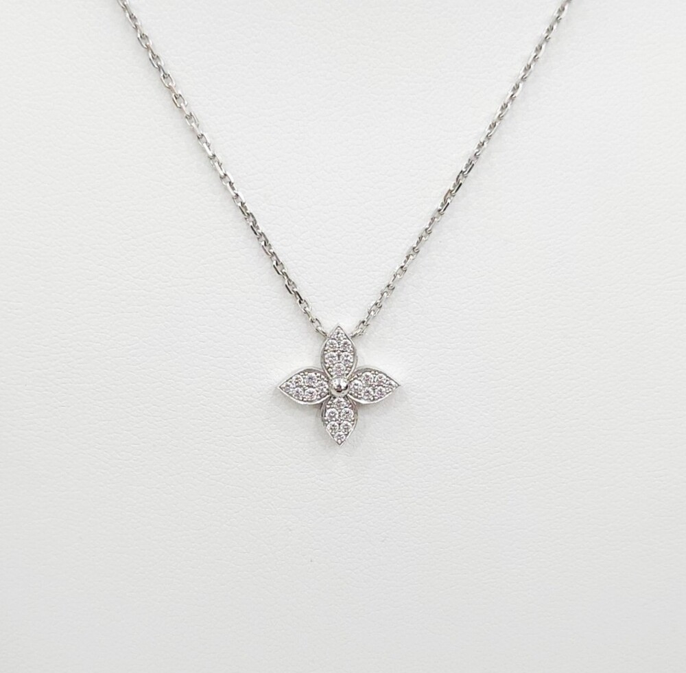 [럭스유] 루이비통 다이아몬드 이딜블라썸 펜던트 화이트골드 목걸이 Q93622