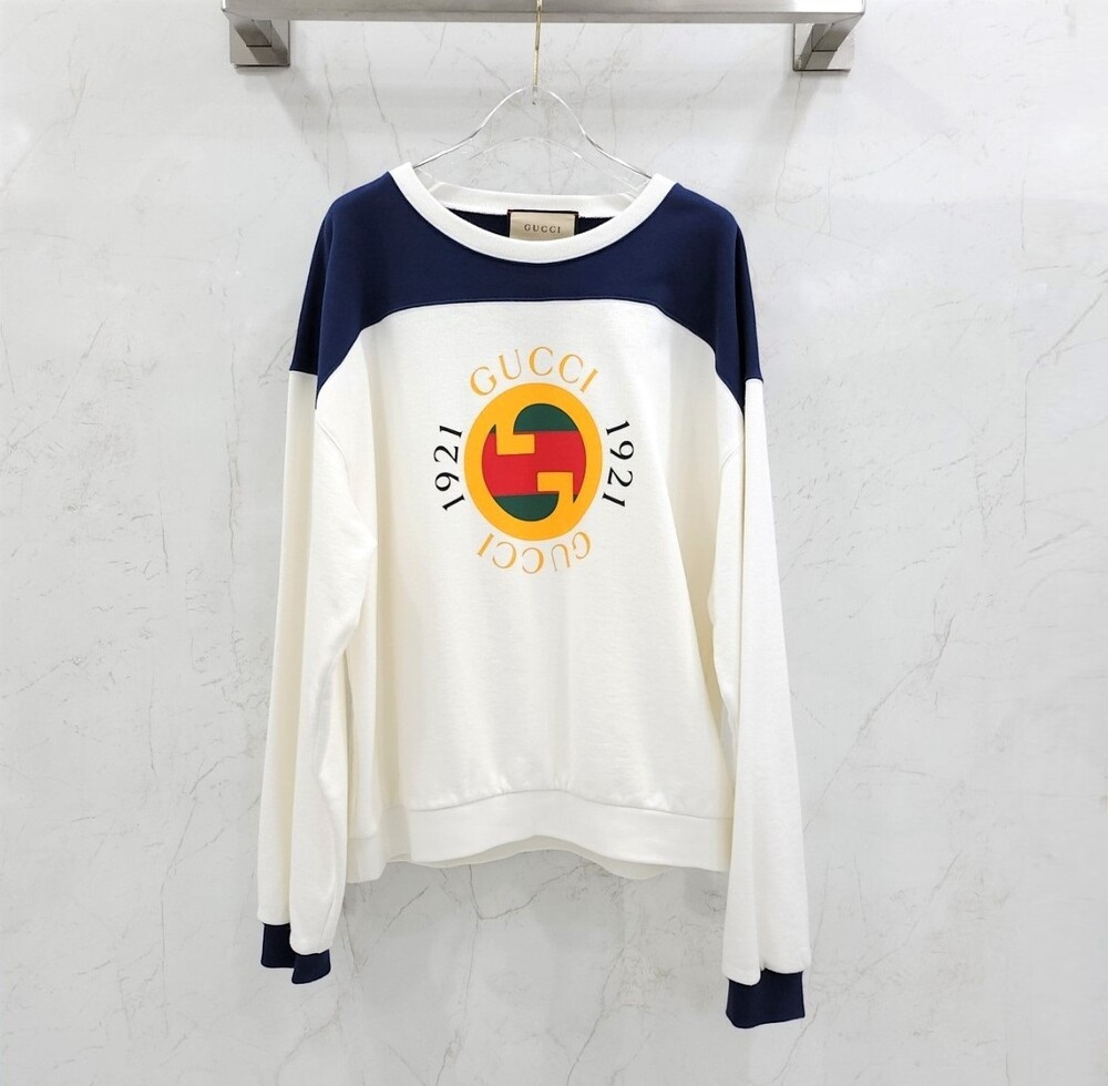 [럭스유] M / 구찌 로고 프린트 코튼 저지 맨투맨