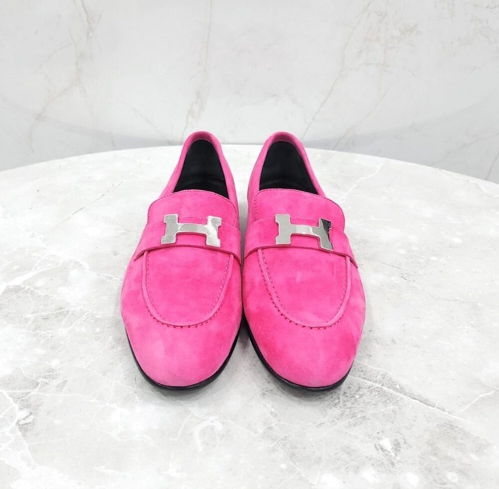 [럭스유] 37.5 / 에르메스 로즈푸시아 스웨이드 파리 로퍼