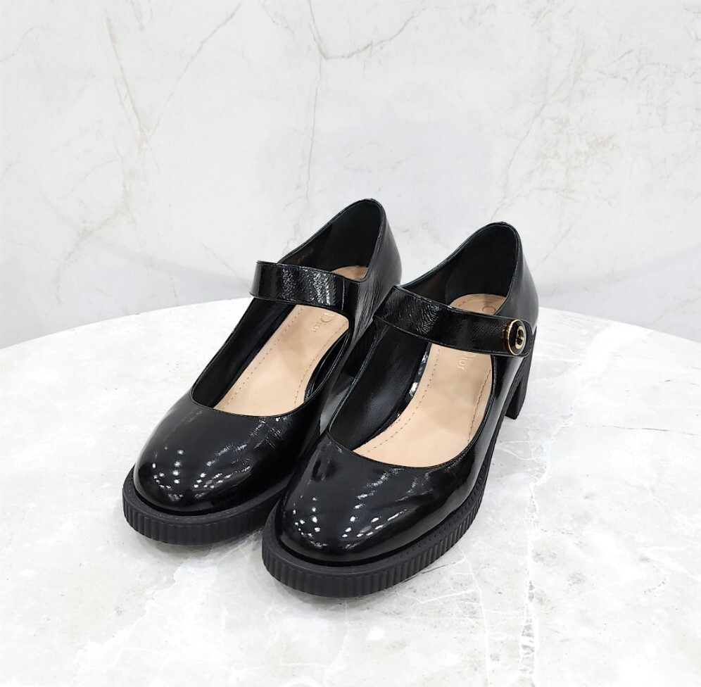 [럭스유] 38.5 / 디올 D-DOLL 펌프스 블랙 유광 메리제인