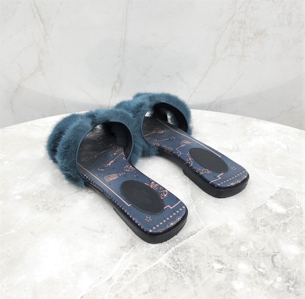 [럭스유] 38.5 / 에르메스 밍크 시어링 오란 샌들 슬리퍼