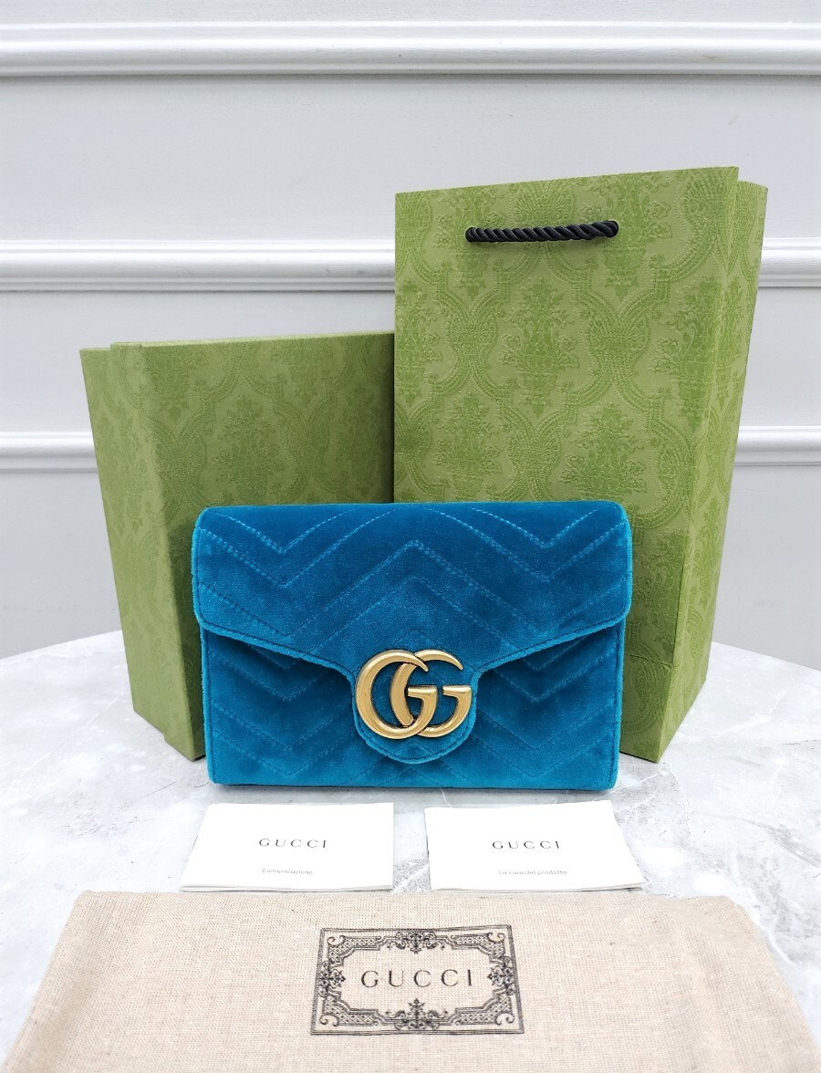 [럭스유] 구찌 GG 마틀라세 미니 벨벳 체인 숄더백