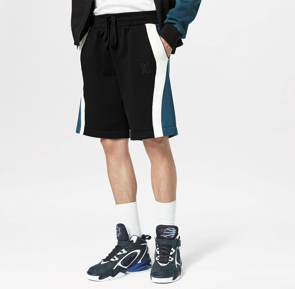 [럭스유] S / 루이비통 LV 로고 레더 니트 쇼츠