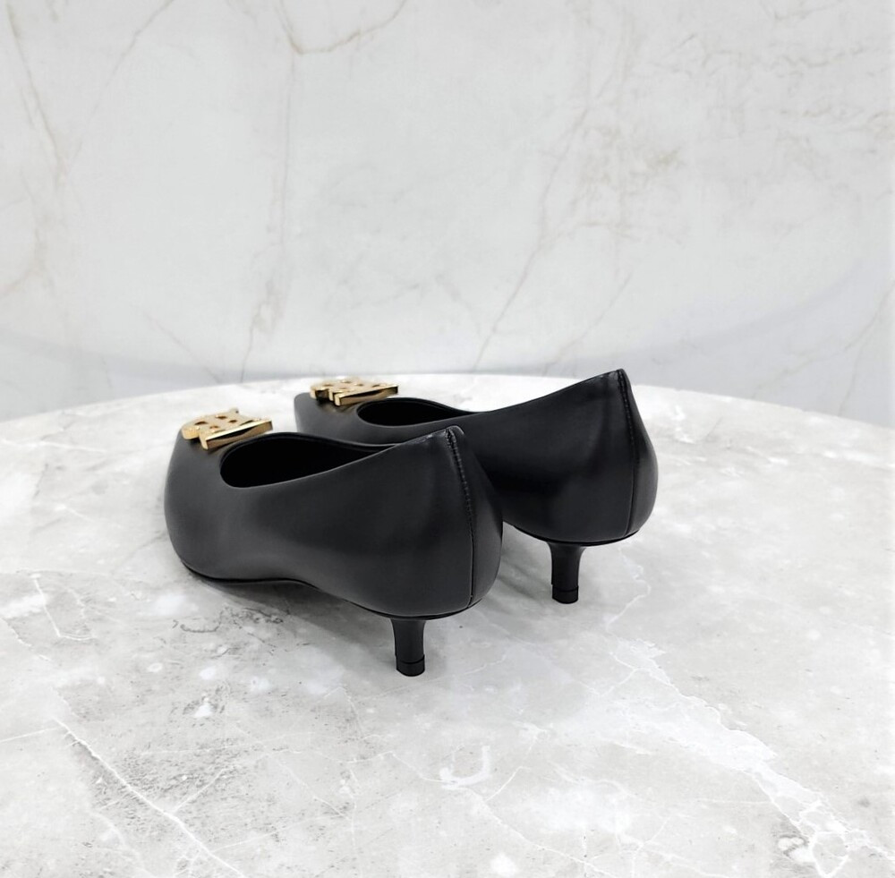 [럭스유] 36 / 버버리 TB 로고 레더 펌프스 힐 블랙 8051987