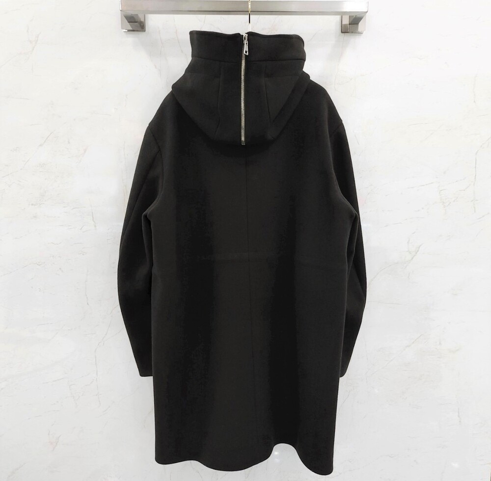 [럭스유] 44 / 준지 카키 투톤 지퍼 후드 모 롱 코트